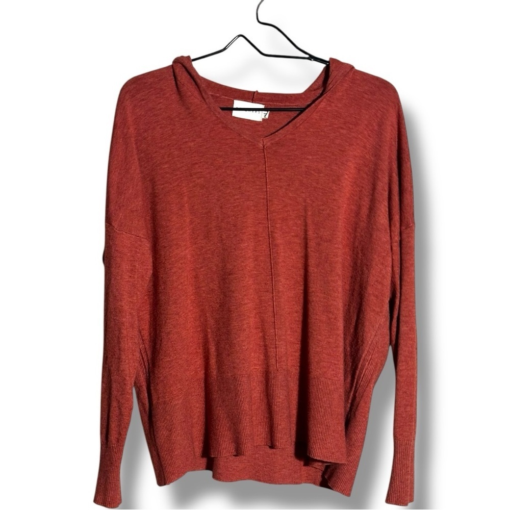 Dreamers Cozy Super Soft Long Sleeve V Neck Rust Hoodie - Picture 12 of 15